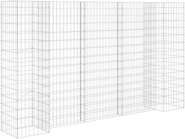 Alt view image 2 of 10 - vidaXL H-Shaped Gabion Planter Steel Wire 59.1" Flower Bed Basket Pot Garden