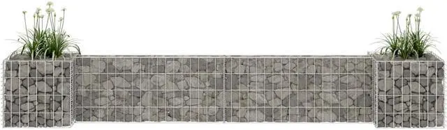 Alt view image 4 of 14 - vidaXL H-Shaped Gabion Planter Steel Wire 223.6"x15.7"x15.7"