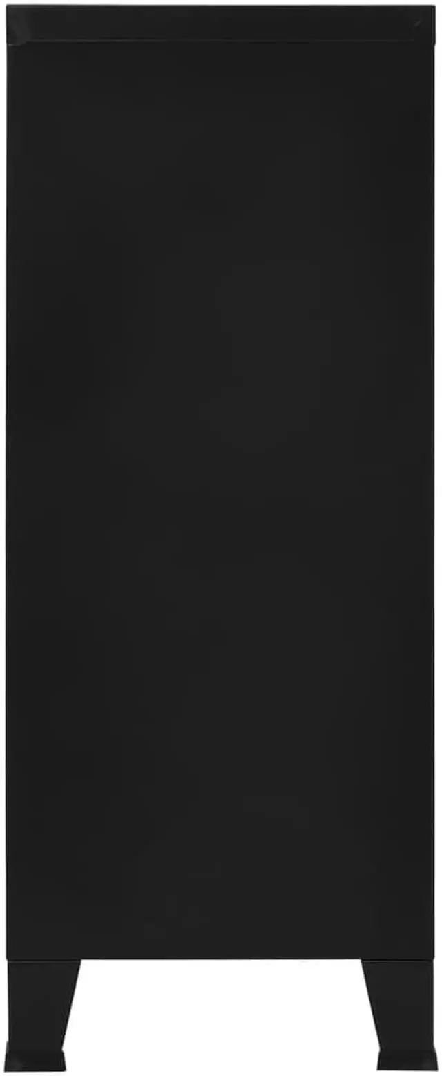 Alt view image 13 of 17 - vidaXL File Cabinet Sideboard Storage Chest Cabinet with Doors Black Steel