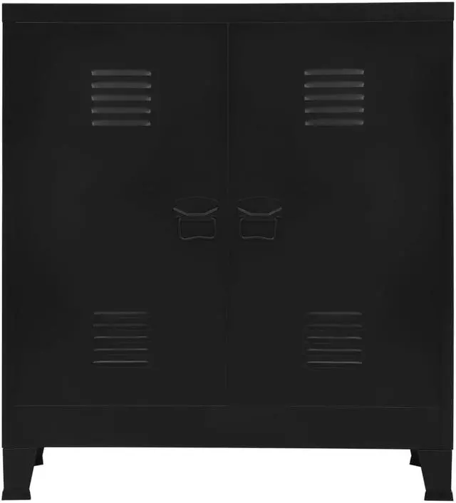 Alt view image 11 of 17 - vidaXL File Cabinet Sideboard Storage Chest Cabinet with Doors Black Steel