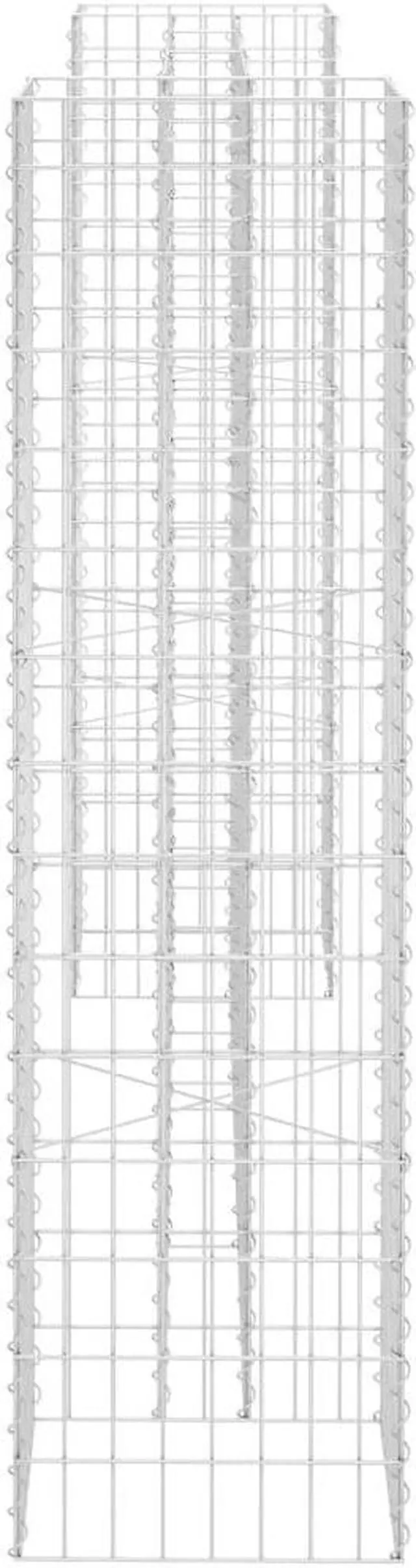 Alt view image 4 of 10 - vidaXL H-Shaped Gabion Planter Steel Wire 59.1" Flower Bed Basket Pot Garden