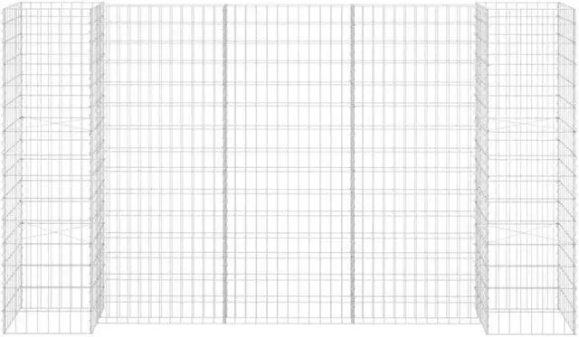 Alt view image 3 of 10 - vidaXL H-Shaped Gabion Planter Steel Wire 59.1" Flower Bed Basket Pot Garden