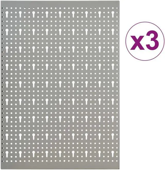 Alt view image 13 of 16 - vidaXL Peg Boards Metal Pegboards with Versatile Holes Pegboard Wall 3 Pcs Steel