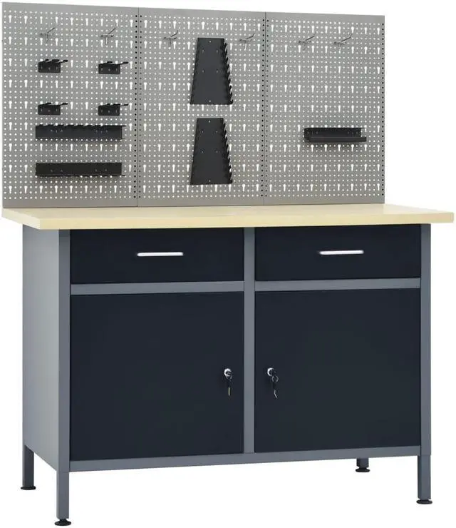 Alt view image 12 of 16 - vidaXL Peg Boards Metal Pegboards with Versatile Holes Pegboard Wall 3 Pcs Steel