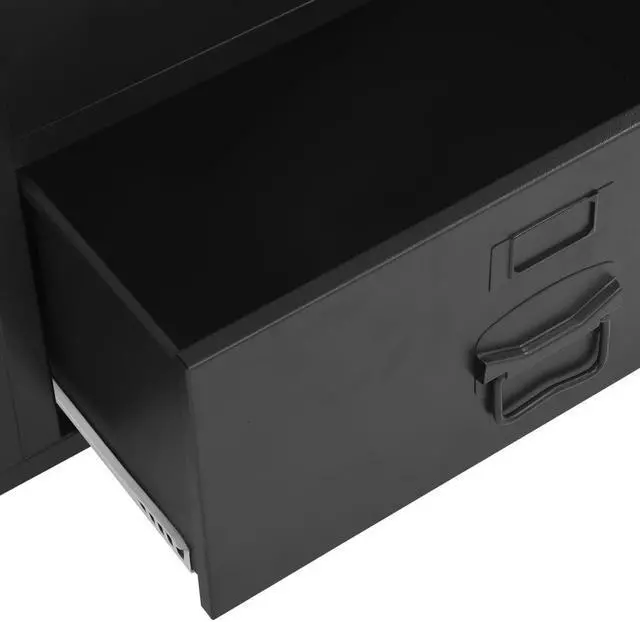 Alt view image 4 of 7 - vidaXL Wardrobe 2-Door Armoire Clothes Storage Organizer Closet Black Steel