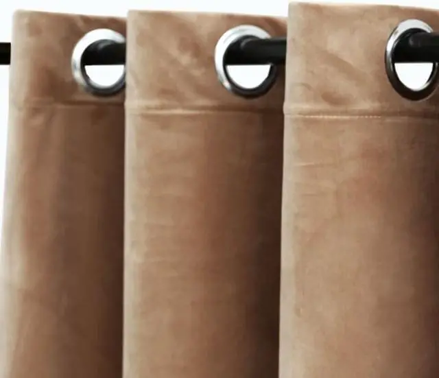 Alt view image 3 of 8 - vidaXL Curtains 2 Pcs Blackout Curtains Window Blinds with Rings Beige Velvet