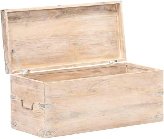 Alt view image 2 of 12 - vidaXL Solid Acacia Wood Chest Bench Hall Wooden Cabinet Storage Box Trunk