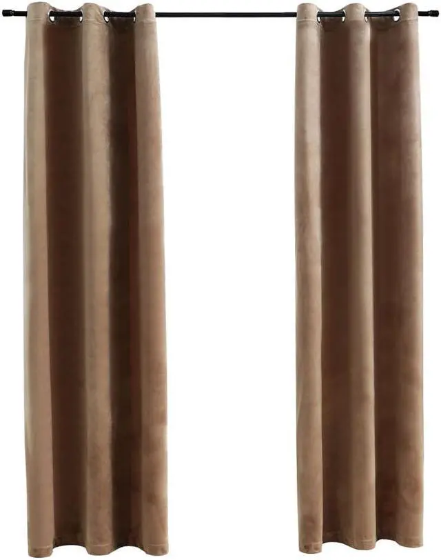 Main image of vidaXL Curtains 2 Pcs Blackout Curtains Window Blinds with Rings Beige Velvet