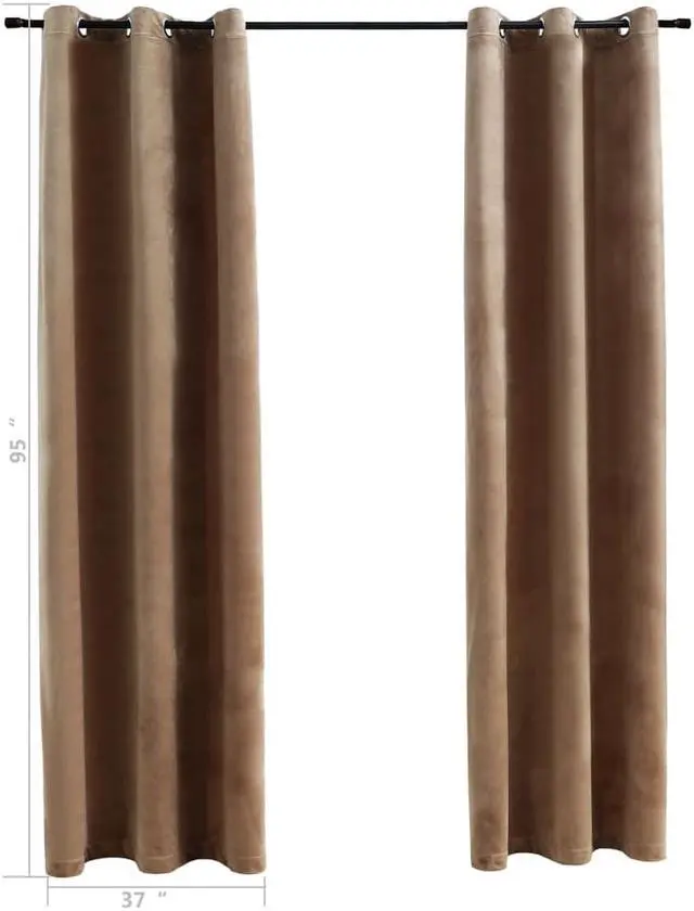 Alt view image 4 of 8 - vidaXL Curtains 2 Pcs Blackout Curtains Window Blinds with Rings Beige Velvet