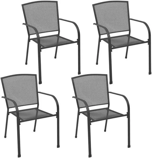 Main image of vidaXL Patio Chairs 4 Pcs Stacking Dining Chair Mesh Design Anthracite Steel