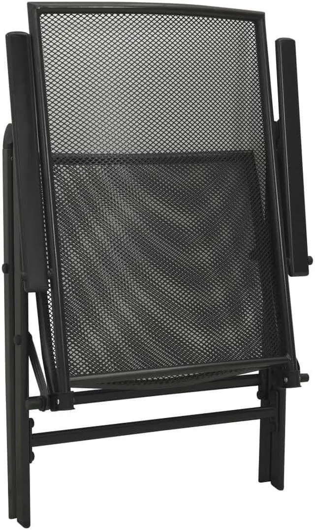 Alt view image 6 of 12 - vidaXL Folding Patio Chairs 4 Pcs Mesh Chair for Deck Garden Steel Anthracite