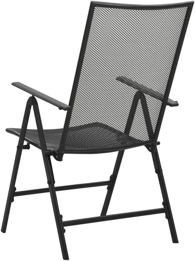 Alt view image 5 of 12 - vidaXL Folding Patio Chairs 4 Pcs Mesh Chair for Deck Garden Steel Anthracite