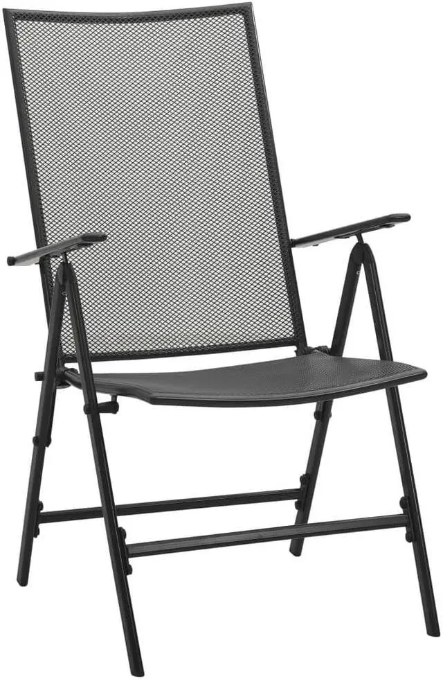 Alt view image 2 of 12 - vidaXL Folding Patio Chairs 4 Pcs Mesh Chair for Deck Garden Steel Anthracite
