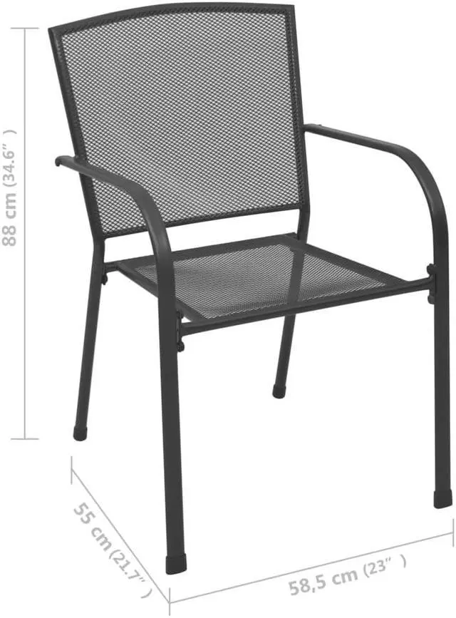 Alt view image 5 of 11 - vidaXL Patio Chairs 4 Pcs Stacking Dining Chair Mesh Design Anthracite Steel