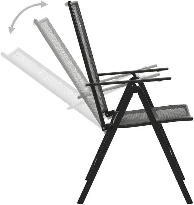 Alt view image 4 of 12 - vidaXL Folding Patio Chairs 4 Pcs Mesh Chair for Deck Garden Steel Anthracite
