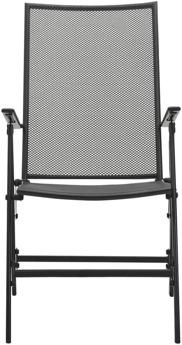 Alt view image 3 of 12 - vidaXL Folding Patio Chairs 4 Pcs Mesh Chair for Deck Garden Steel Anthracite
