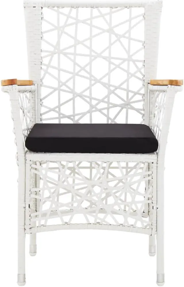 Alt view image 6 of 6 - vidaXL Patio Dining Set 5 Piece Outdoor Table and Chairs Poly Rattan White