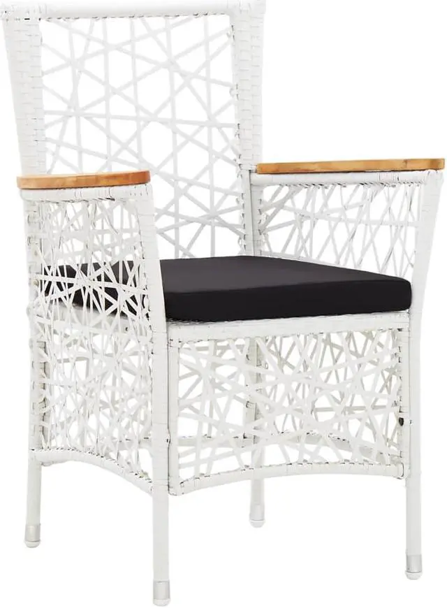 Alt view image 5 of 6 - vidaXL Patio Dining Set 5 Piece Outdoor Table and Chairs Poly Rattan White