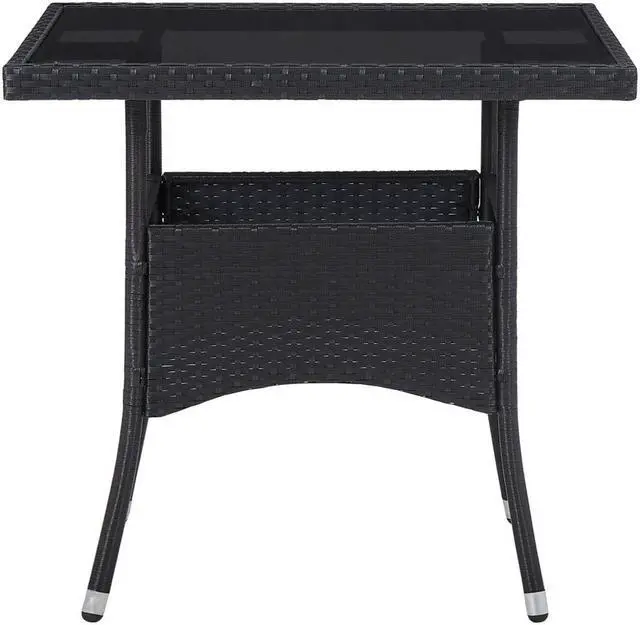 Alt view image 2 of 10 - vidaXL Outdoor Dining Table Garden Patio Table with Glass Top PE Rattan Black