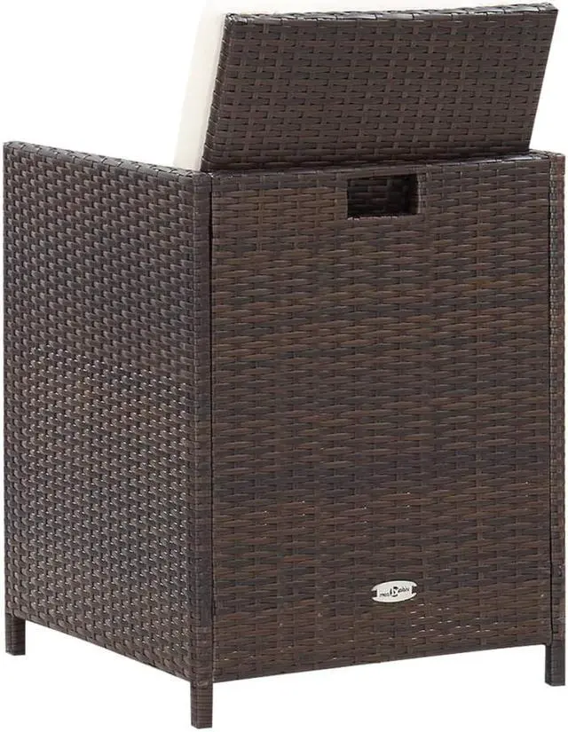 Alt view image 5 of 13 - vidaXL Patio Chairs 2 Pcs Patio Dining Chair with Cushions Poly Rattan Brown