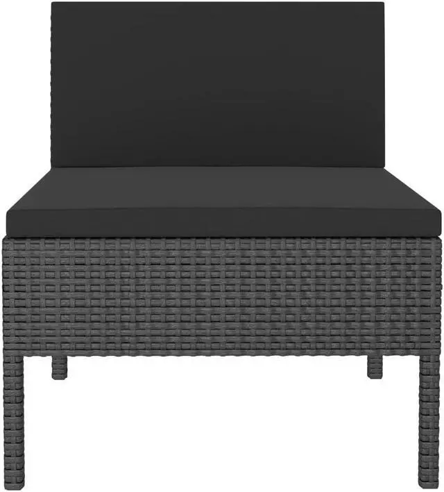 Alt view image 4 of 10 - vidaXL Patio Chairs 3 Pcs Conversation Chair with Cushions Poly Rattan Black