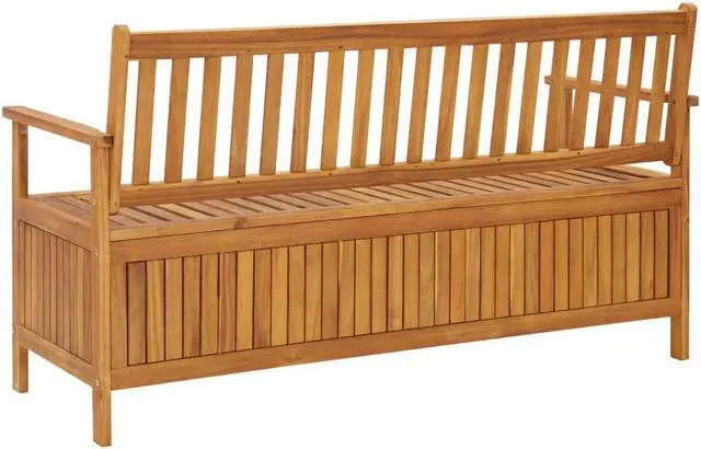 Alt view image 4 of 13 - vidaXL Outdoor Storage Bench Deck Box for Patio Furniture Solid Wood Acacia