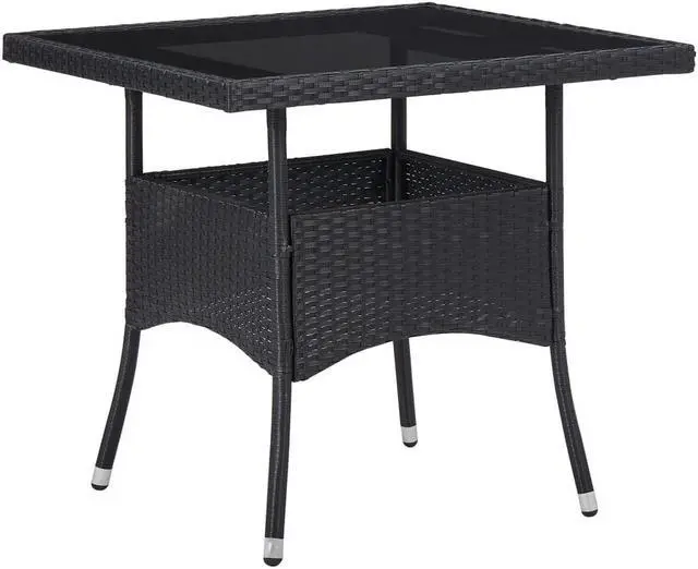 Main image of vidaXL Outdoor Dining Table Garden Patio Table with Glass Top PE Rattan Black