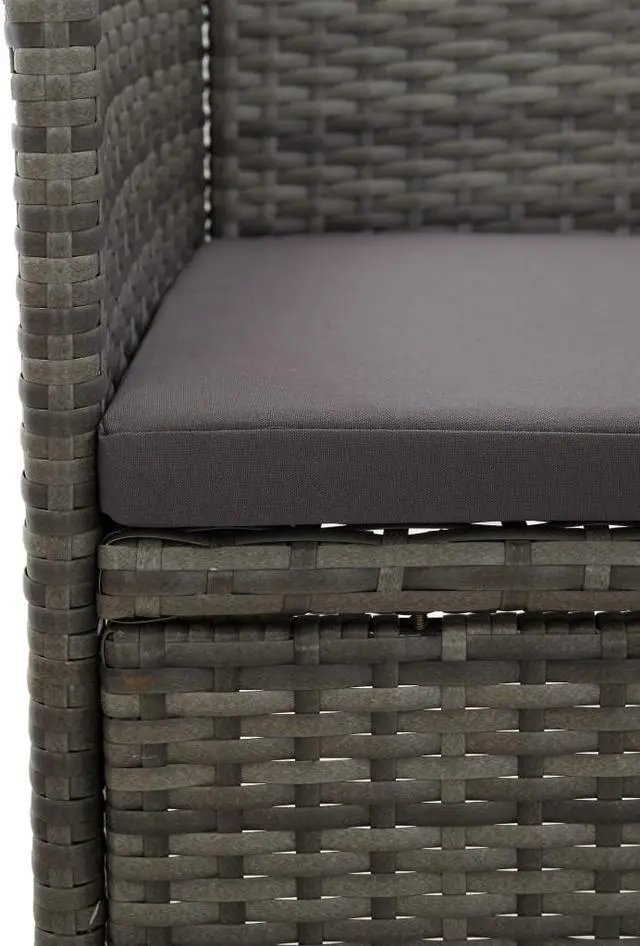 Alt view image 2 of 11 - vidaXL Rattan Chair Set of 2 Grey Poly Rattan, Steel Frame Medium
