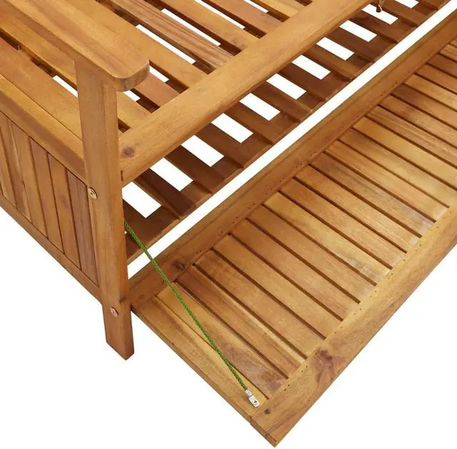 Alt view image 7 of 13 - vidaXL Outdoor Storage Bench Deck Box for Patio Furniture Solid Wood Acacia