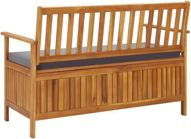 Alt view image 7 of 14 - vidaXL Garden Storage Bench 47.2" Solid Acacia Wood
