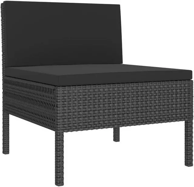Alt view image 4 of 7 - vidaXL Patio Furniture Set 6 Piece Sofa Couch with Cushions Poly Rattan Black
