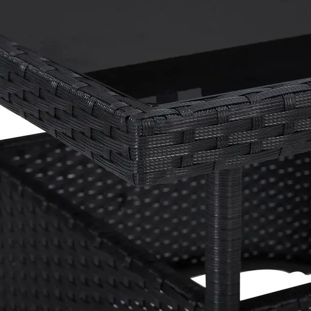 Alt view image 3 of 10 - vidaXL Outdoor Dining Table Garden Patio Table with Glass Top PE Rattan Black