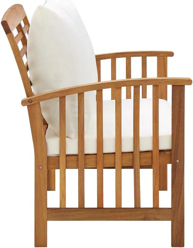 Alt view image 3 of 10 - vidaXL Outdoor Patio Bench 2-Seater Bench with Armrests Solid Wood Acacia