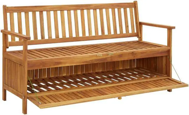Alt view image 5 of 13 - vidaXL Outdoor Storage Bench Deck Box for Patio Furniture Solid Wood Acacia