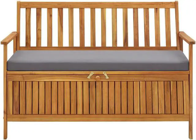 Alt view image 5 of 14 - vidaXL Garden Storage Bench 47.2" Solid Acacia Wood