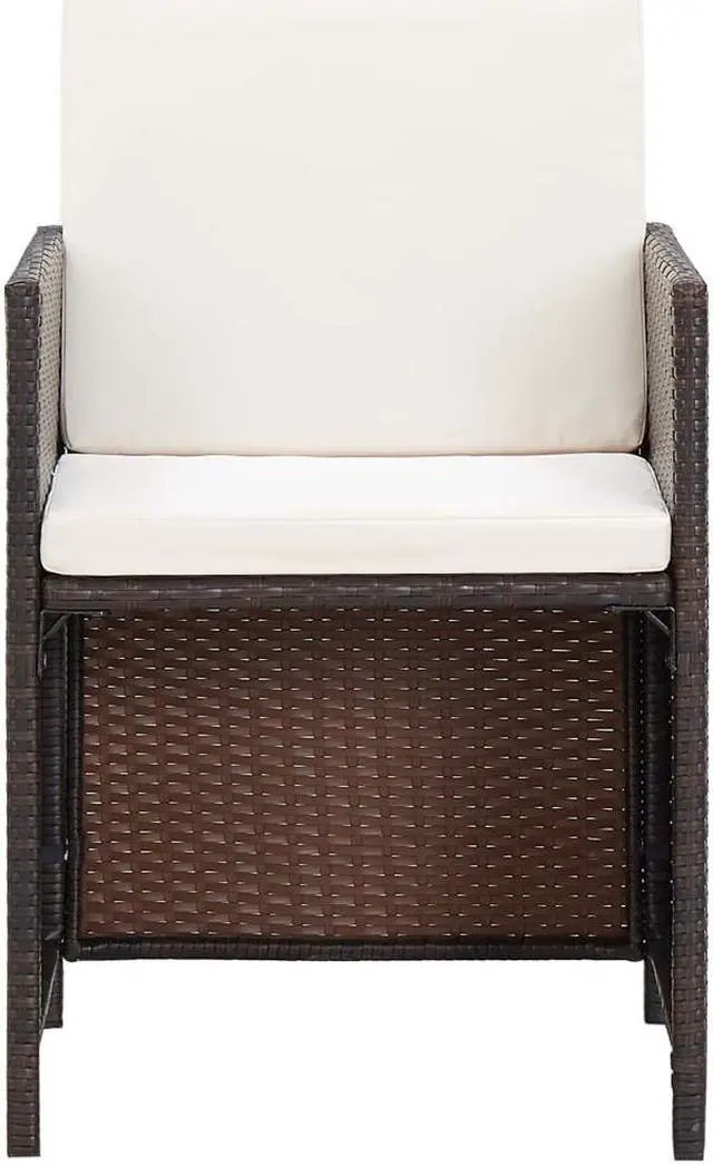 Alt view image 3 of 13 - vidaXL Patio Chairs 2 Pcs Patio Dining Chair with Cushions Poly Rattan Brown