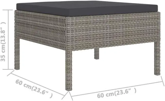 Alt view image 8 of 12 - vidaXL 2 Piece Garden Lounge Set with Cushions Poly Rattan Gray