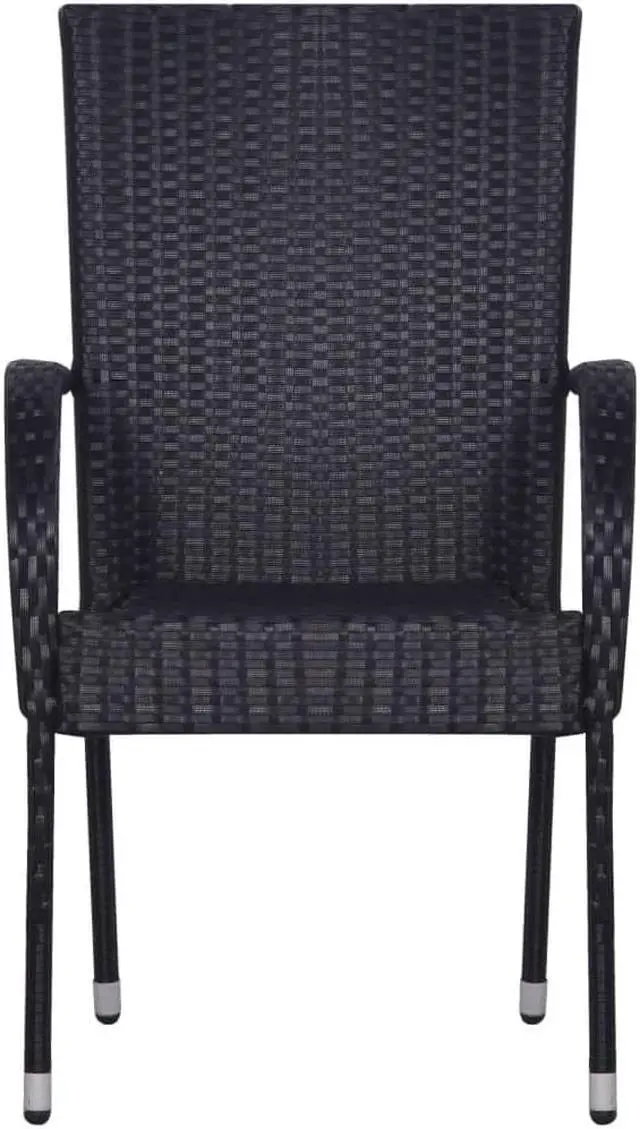 Alt view image 4 of 7 - vidaXL Patio Dining Set 7 Pieces Black Outdoor Garden Dinner Lounge Seating