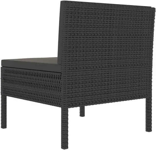 Alt view image 5 of 10 - vidaXL Patio Chairs 3 Pcs Conversation Chair with Cushions Poly Rattan Black