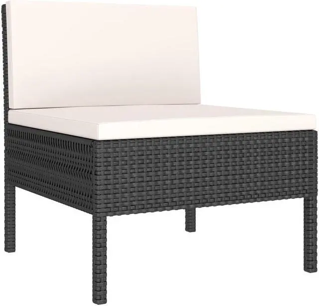 Alt view image 7 of 12 - vidaXL 3 Piece Garden Lounge Set with Cushions Poly Rattan Black