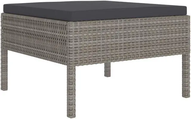Alt view image 12 of 12 - vidaXL 2 Piece Garden Lounge Set with Cushions Poly Rattan Gray