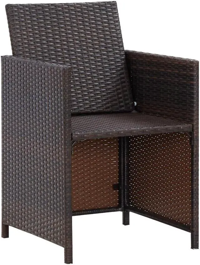 Alt view image 6 of 13 - vidaXL Patio Chairs 2 Pcs Patio Dining Chair with Cushions Poly Rattan Brown