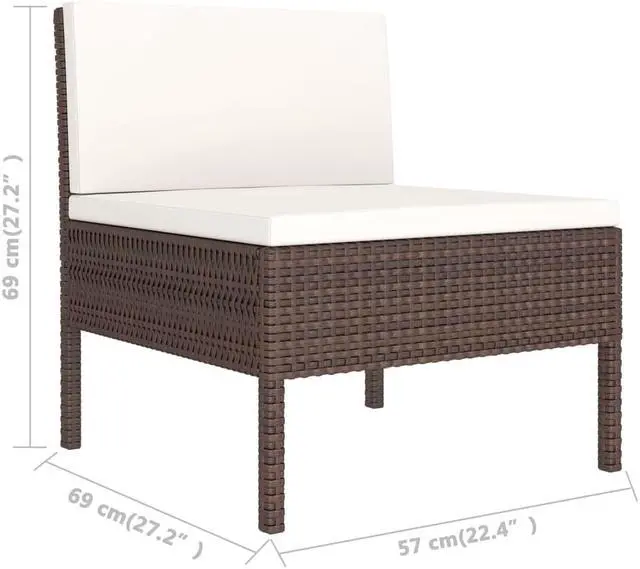 Alt view image 6 of 12 - vidaXL Patio Chairs 3 Pcs Conversation Chair with Cushions Poly Rattan Brown