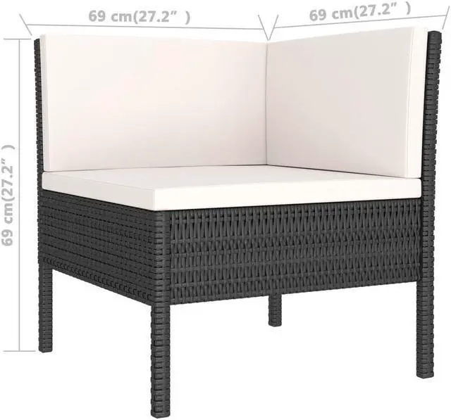 Alt view image 8 of 12 - vidaXL 3 Piece Garden Lounge Set with Cushions Poly Rattan Black