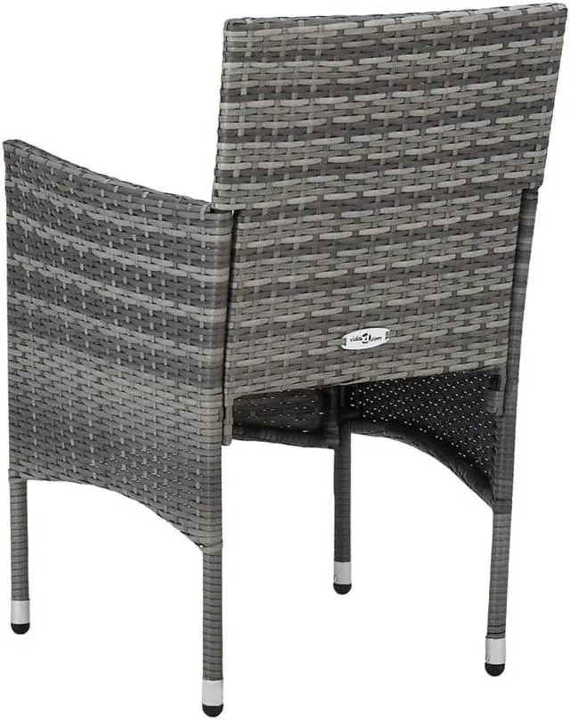 Alt view image 6 of 11 - vidaXL Rattan Chair Set of 2 Grey Poly Rattan, Steel Frame Medium