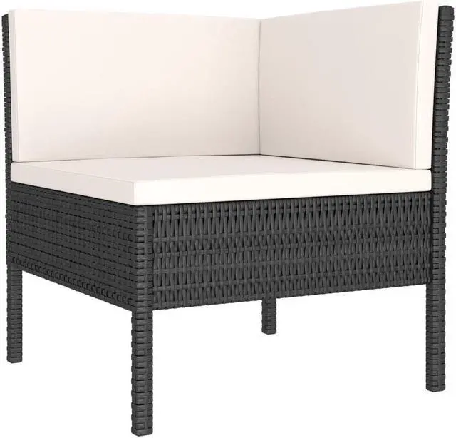 Alt view image 6 of 12 - vidaXL 3 Piece Garden Lounge Set with Cushions Poly Rattan Black