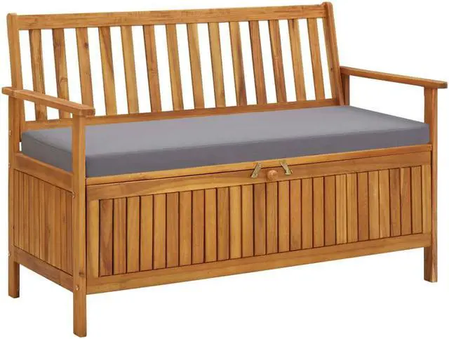 Alt view image 4 of 14 - vidaXL Garden Storage Bench 47.2" Solid Acacia Wood