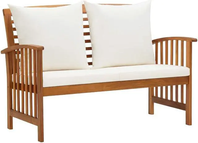 Main image of vidaXL Outdoor Patio Bench 2-Seater Bench with Armrests Solid Wood Acacia