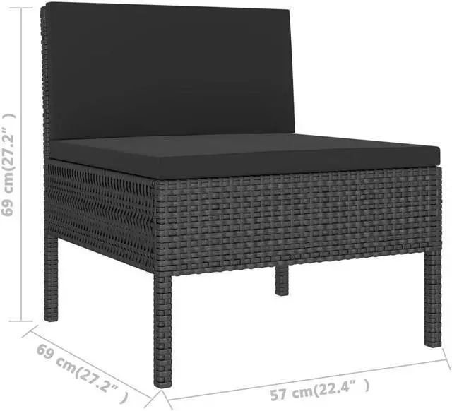 Alt view image 7 of 7 - vidaXL Patio Furniture Set 6 Piece Sofa Couch with Cushions Poly Rattan Black