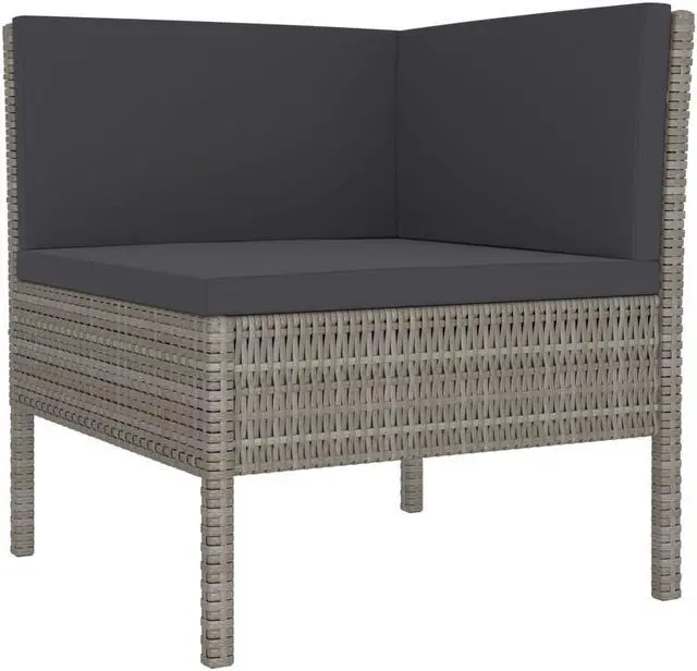 Alt view image 11 of 12 - vidaXL 2 Piece Garden Lounge Set with Cushions Poly Rattan Gray